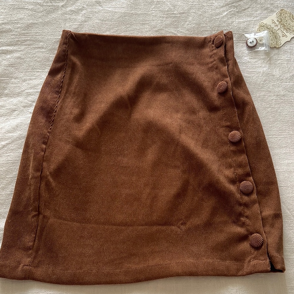 Altar’d State brown corduroy skirt with button closure detail